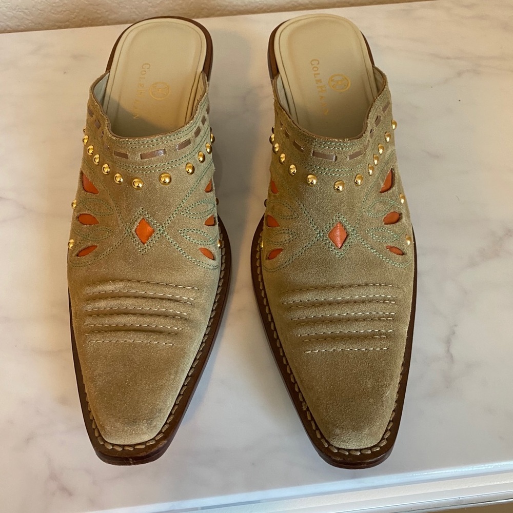 Western cut Cole Haan mules